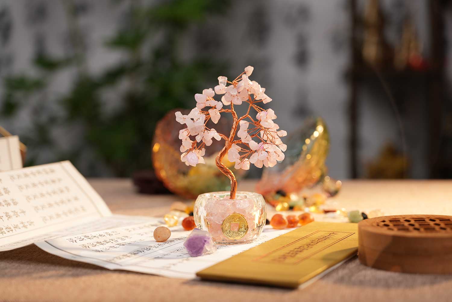姻缘桃花水晶树
